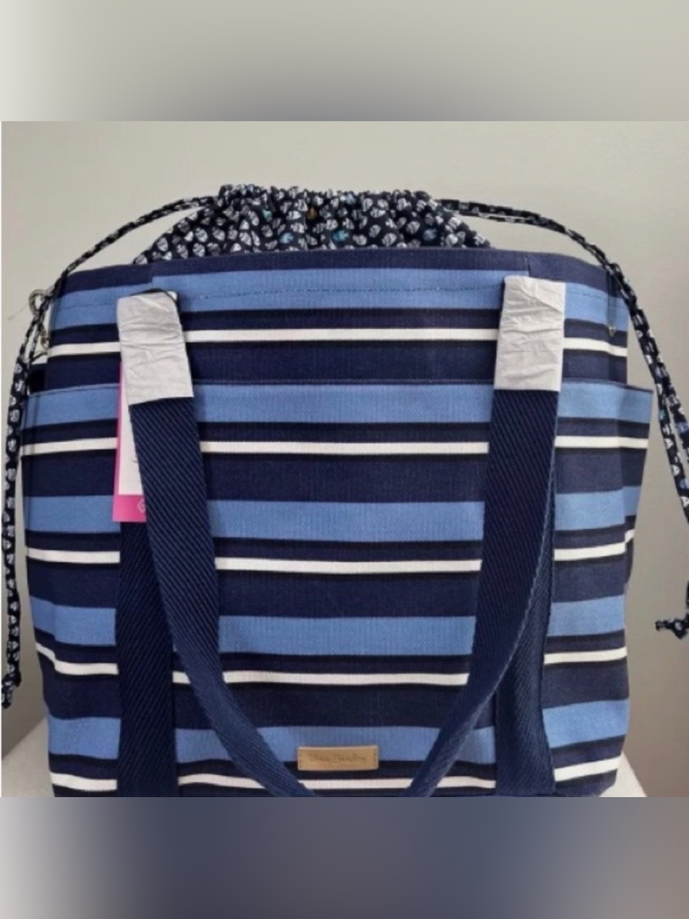Vera Bradley Deluxe Canvas Tote - Navy Beach Stripe